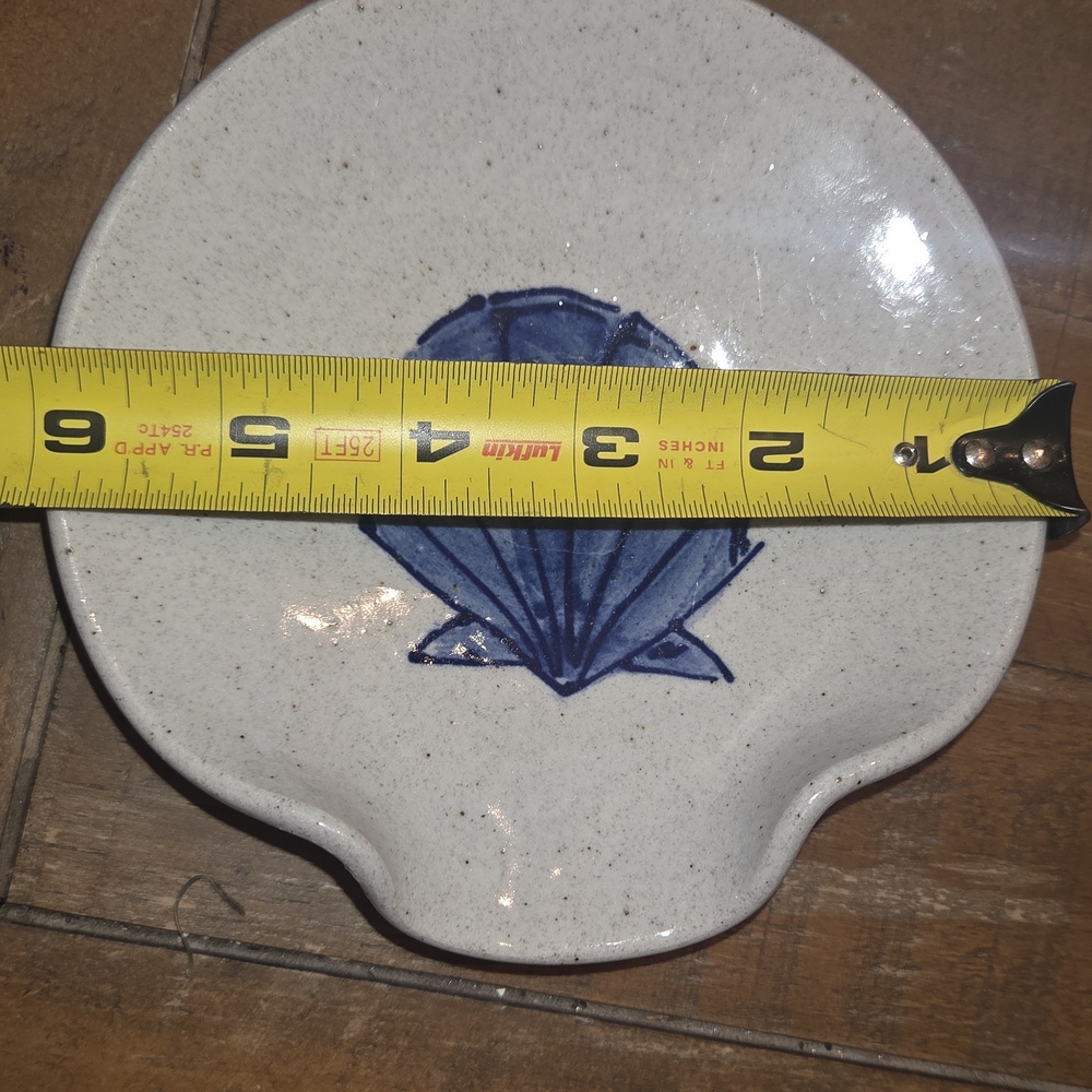 Handmade Ceramic Shell Spoon Rest - Blue - Picture 4 of 5